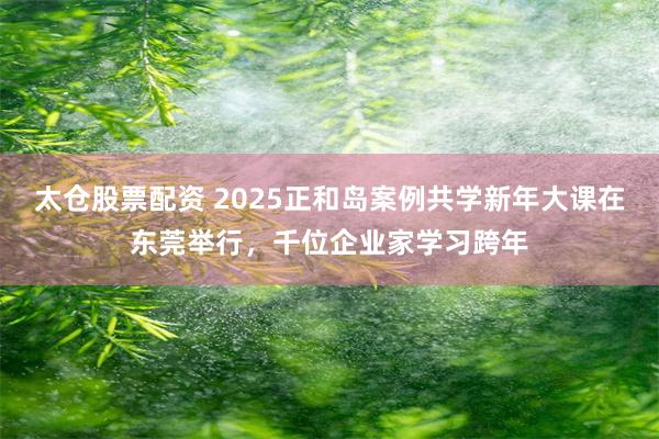 太仓股票配资 2025正和岛案例共学新年大课在东莞举行，千位企业家学习跨年