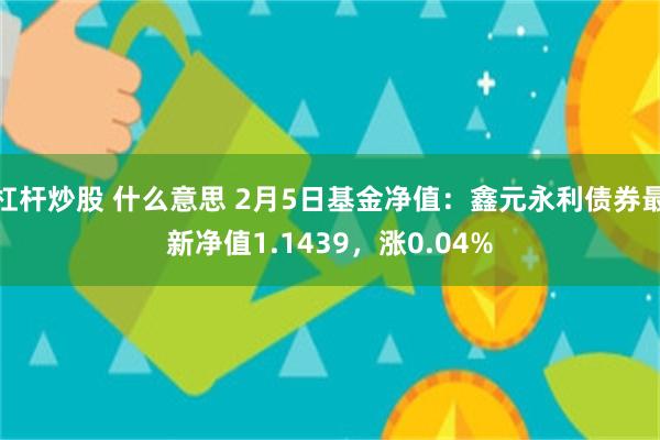 杠杆炒股 什么意思 2月5日基金净值：鑫元永利债券最新净值1.1439，涨0.04%